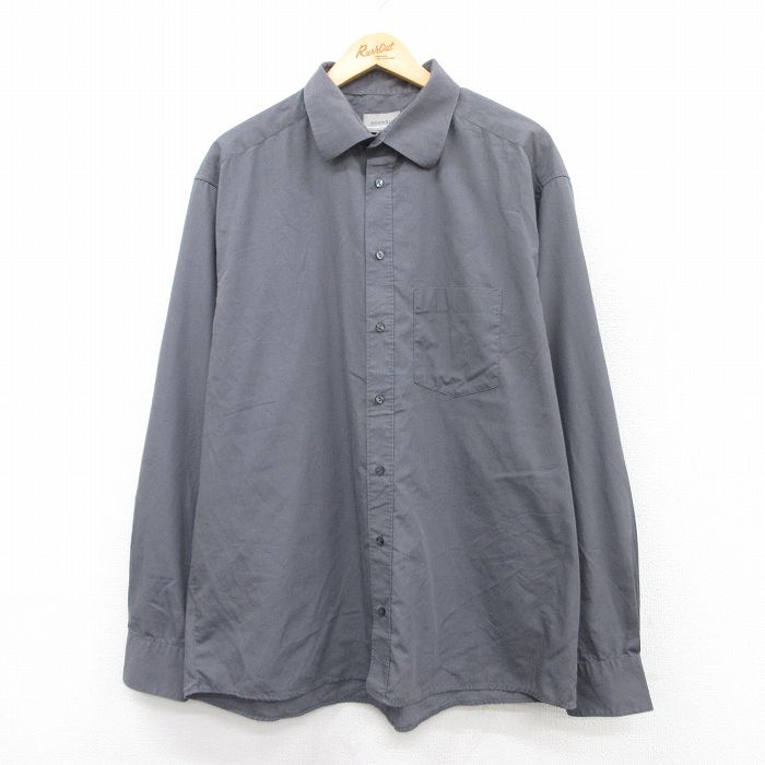 XL★古着 長袖 シャツ メンズ 大きいサイズ 濃グレー 25jul05 中古 トップス