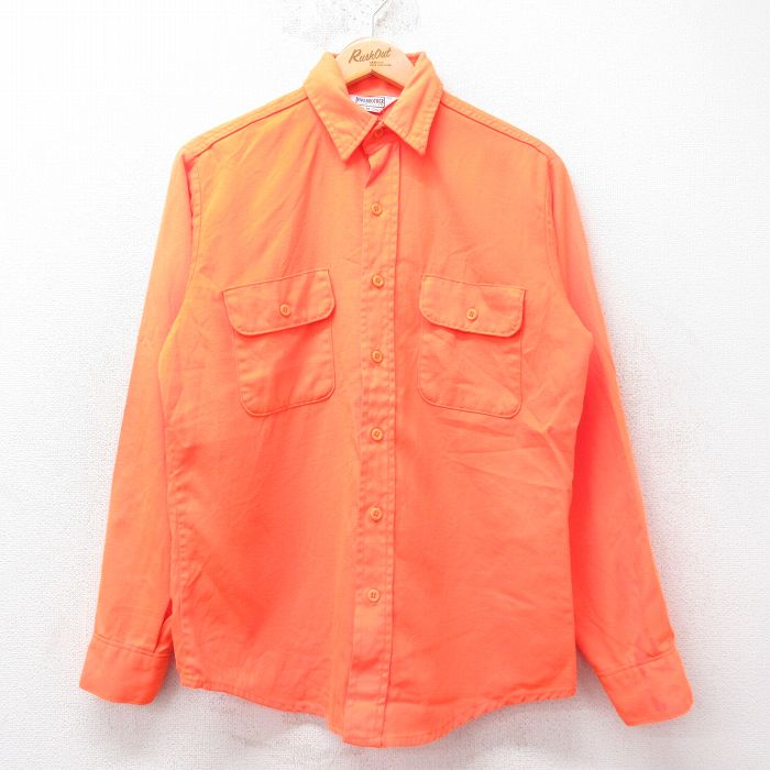 L★古着 ファイブブラザー 長袖 シャツ メンズ 80年代 80s USA製 オレンジ 【spe】 25aug04 中古 トップス