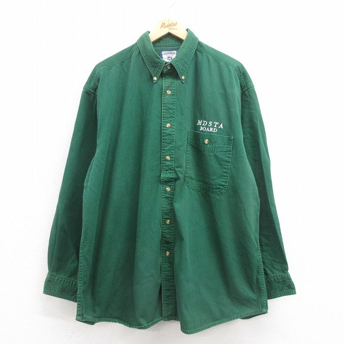 XL★古着 リー Lee 長袖 シャツ メンズ 00年代 00s MDSTA 大きいサイズ コットン ボタンダウン 緑 グリーン デニム 25aug18 中古 トップス