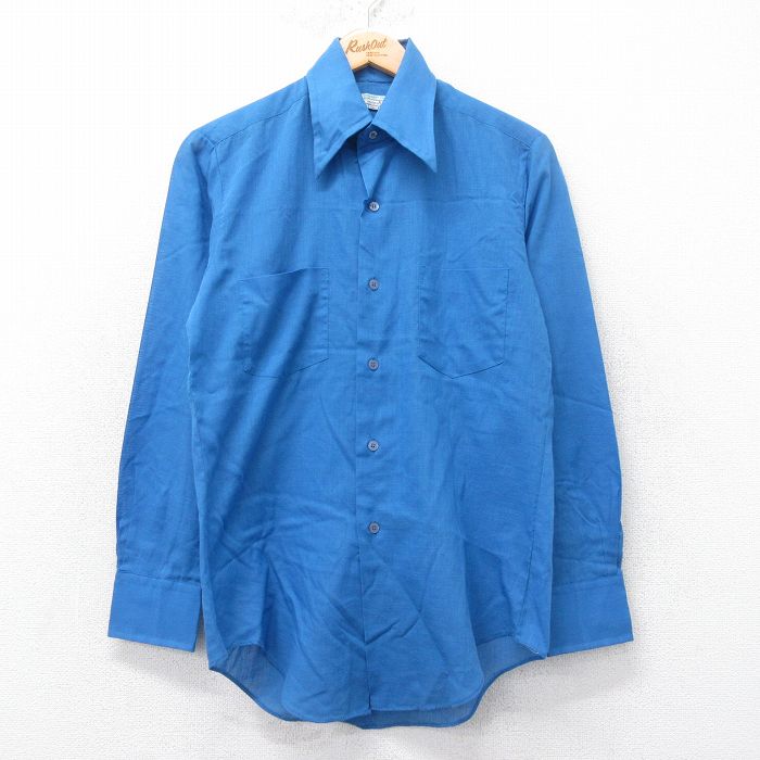 S★古着 Kマート 長袖 シャツ メンズ 70年代 70s 青 ブルー 25aug20 中古 トップス