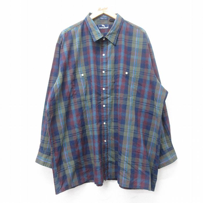 90s 長袖シャツ チェック ネイビー XL | 古着