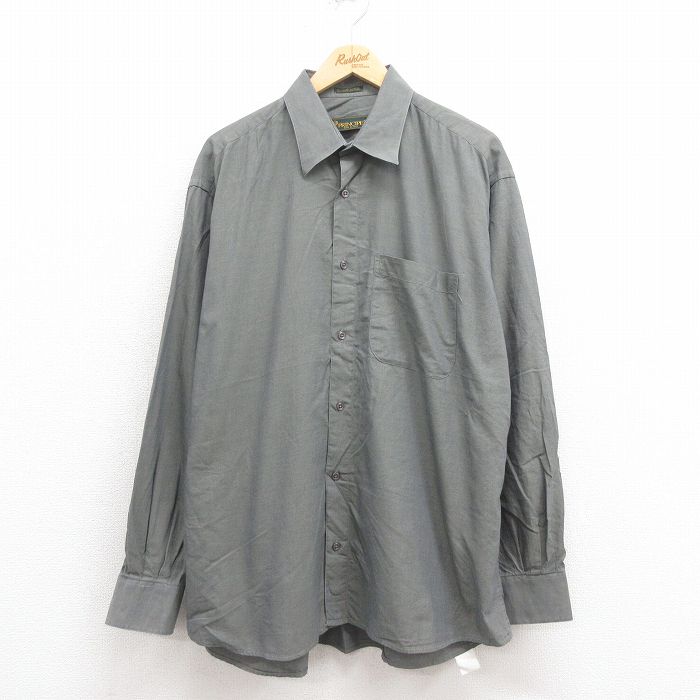 XL★古着 長袖 シャツ メンズ 00年代 00s 大きいサイズ ロング丈 コットン イタリア製 グレー 25aug23 中古 トップス