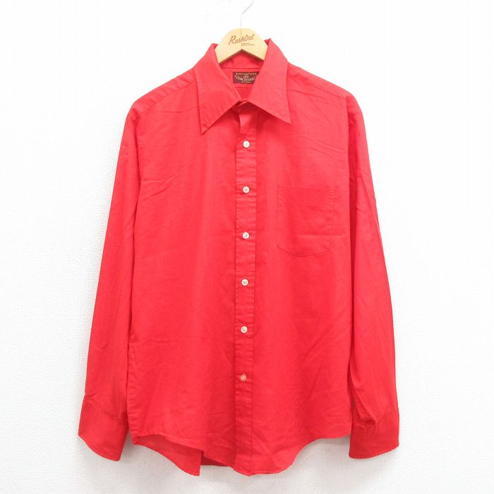XL★古着 バンヒューセン 長袖 シャツ メンズ 70年代 70s 赤 レッド 25aug23 中古 トップス