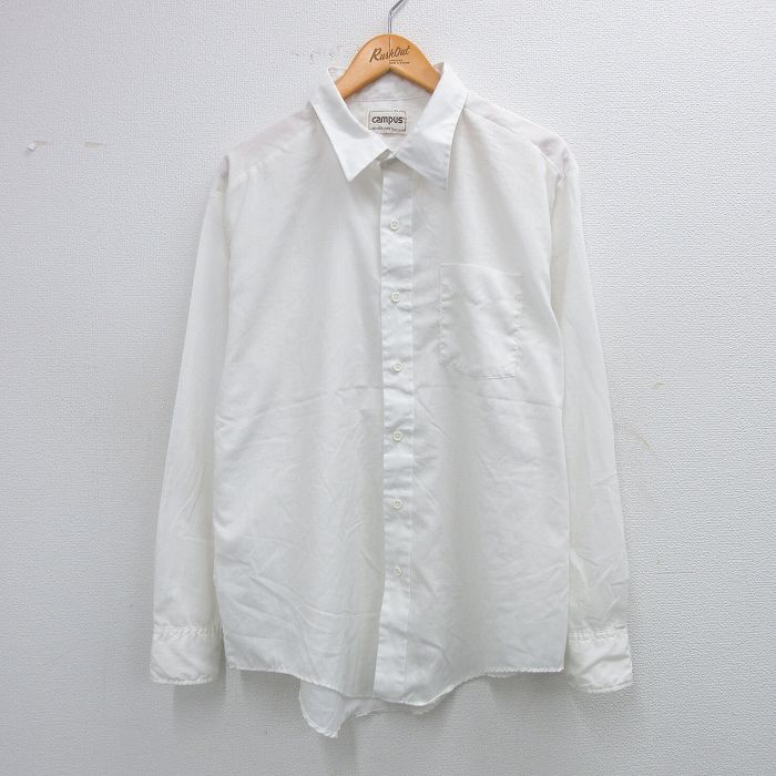 XL★古着 キャンパス 長袖 シャツ メンズ 80年代 80s USA製 白 ホワイト 25aug25 中古 トップス