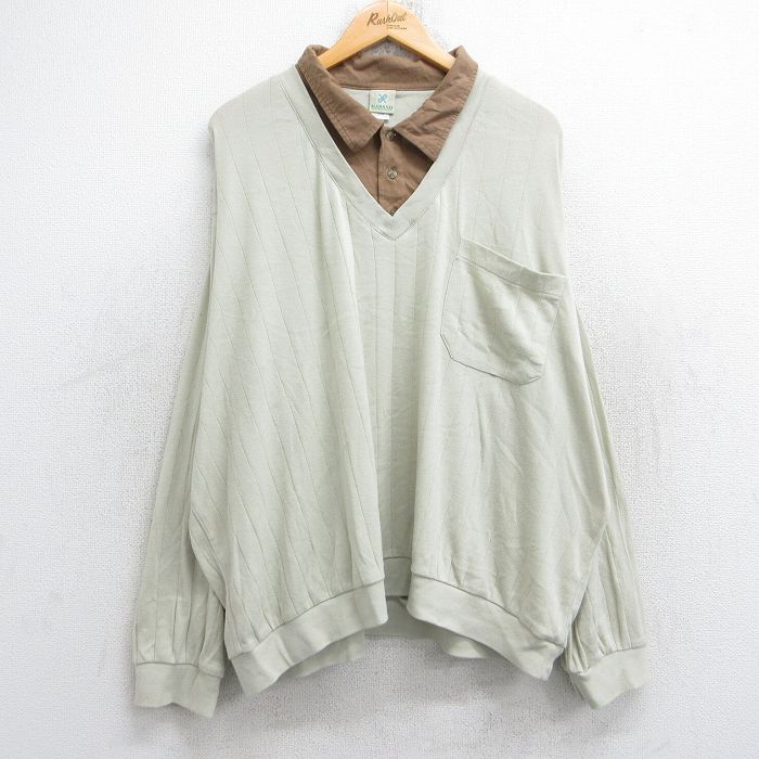 XL★古着 HABAND 長袖 トップス メンズ 大きいサイズ 薄ベージュ カーキ 25aug25 中古