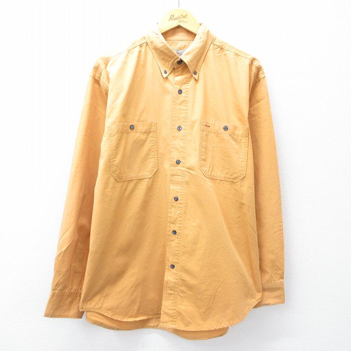 XL★古着 THE TERRITORY AHEAD 長袖 シャツ メンズ 00年代 00s コットン ボタンダウン オレンジ系 25aug30 中古 トップス