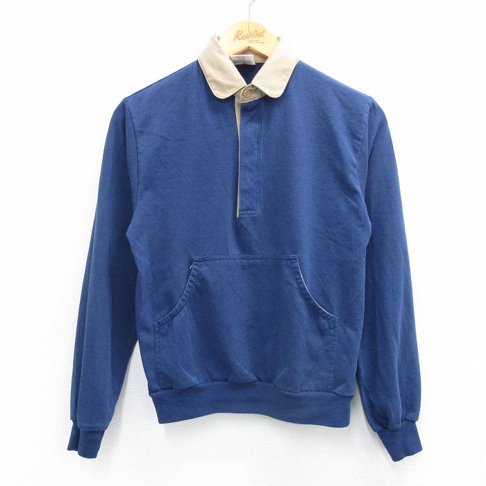 XS★古着 長袖 ラガー シャツ メンズ 90年代 90s 紺 ネイビー 25aug30 中古 トップス