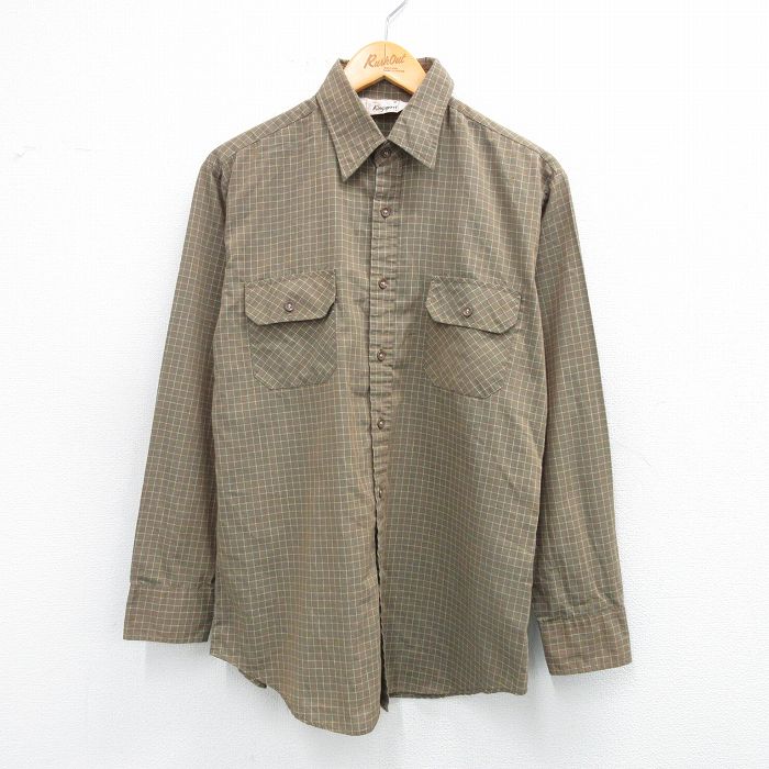 M★古着 長袖 シャツ メンズ 80年代 80s 茶系他 ブラウン チェック 25aug30 中古 トップス