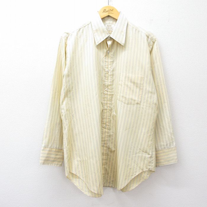 【20%OFF】L★古着 アロー 長袖 シャツ メンズ 80年代 80s 黄他 イエロー ストライプ 25sep01 中古 トップス