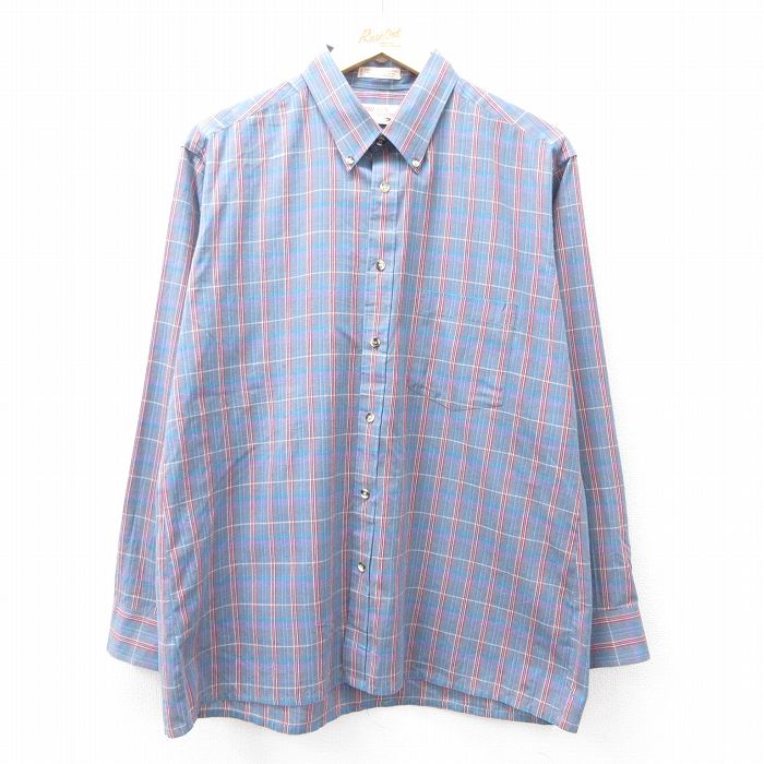 L★古着 ザフォックスコレクション THE FOX COLLECTION 長袖 シャツ メンズ 90年代 90s ボタンダウン グレー他 チェック 25sep01 中古 トップス