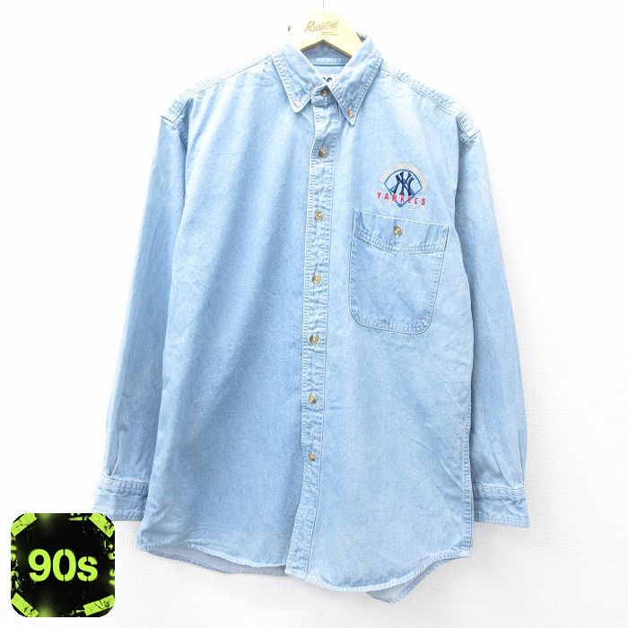リー 90s 長袖シャツ MLB ニューヨークヤンキース ネイビー L | 古着