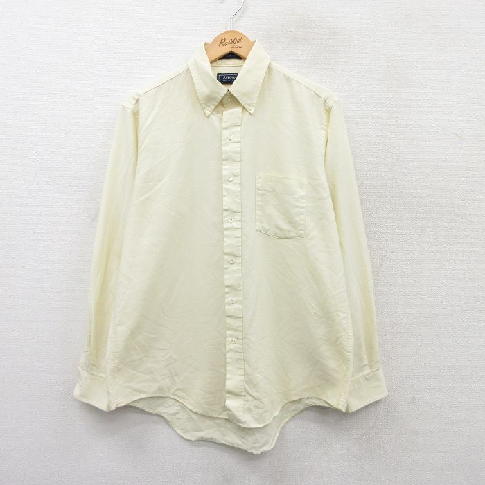 【20%OFF】XL★古着 アロー 長袖 シャツ メンズ 90年代 90s オックスフォード ボタンダウン USA製 薄黄 イエロー 25sep01 中古 トップス