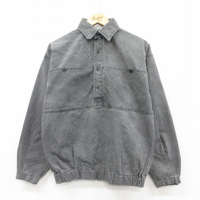 L★古着 長袖 トップス メンズ 90年代 90s ダック地 濃グレー 25sep01 中古