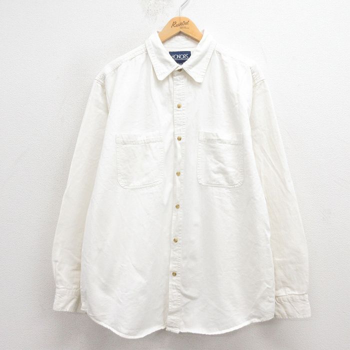 XL★古着 長袖 シャツ メンズ 00年代 00s コットン 白 ホワイト 25sep04 中古 トップス