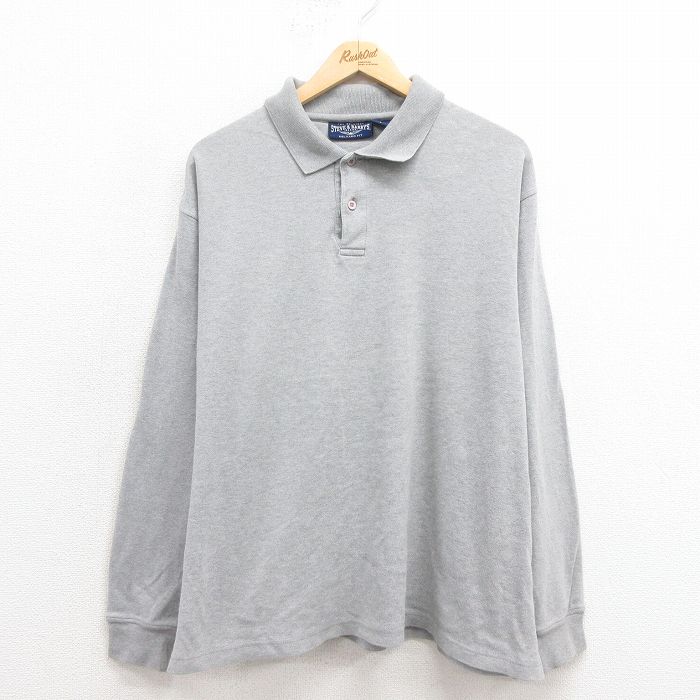 XL★古着 STEVE&BARRYS 長袖 ポロ シャツ メンズ 00年代 00s 大きいサイズ コットン グレー 霜降り 25sep04 中古 トップス