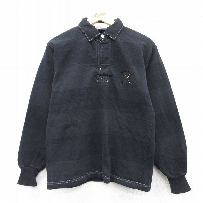 S★古着 バーバリアン 長袖 ラガー シャツ メンズ 00年代 00s ホッケー コットン カナダ製 黒 ブラック 【spe】 25sep08 中古 トップス