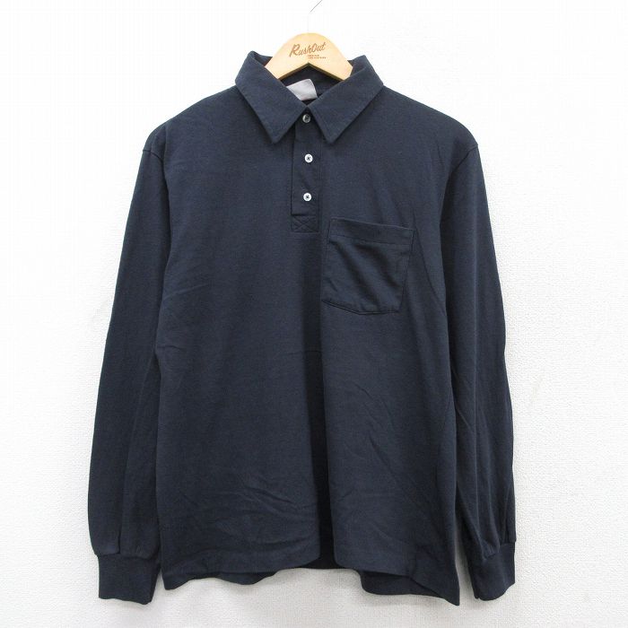 【20%OFF】M★古着 Wear Guard 長袖 ポロ シャツ メンズ 80年代 80s USA製 紺系 ネイビー 25sep08 中古 トップス