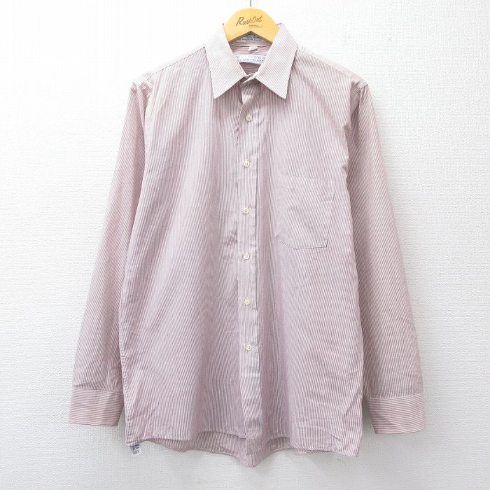 L★古着 バンヒューセン 長袖 シャツ メンズ 90年代 90s 赤他 レッド ストライプ 25sep10 中古 トップス