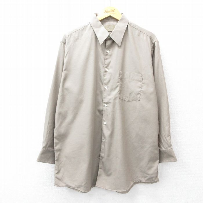 XL★古着 HAGGAR 長袖 シャツ メンズ 大きいサイズ ベージュ カーキ 25sep10 中古 トップス