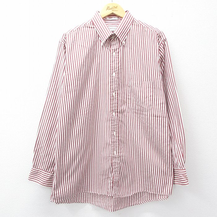 バンヒューセン 長袖シャツ ストライプ レッド XL | 古着