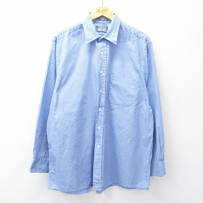 【50%OFF】90s 長袖シャツ ストライプ ネイビー S | 古着