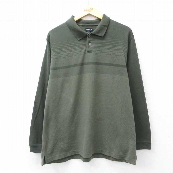 L★古着 バンヒューセン 長袖 ポロ シャツ メンズ 緑系他 グリーン 25sep11 中古 トップス
