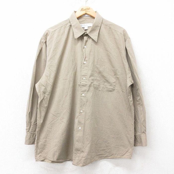 XL★古着 ペリーエリス 長袖 シャツ メンズ 90年代 90s コットン 茶系 ブラウン 25sep12 中古 トップス