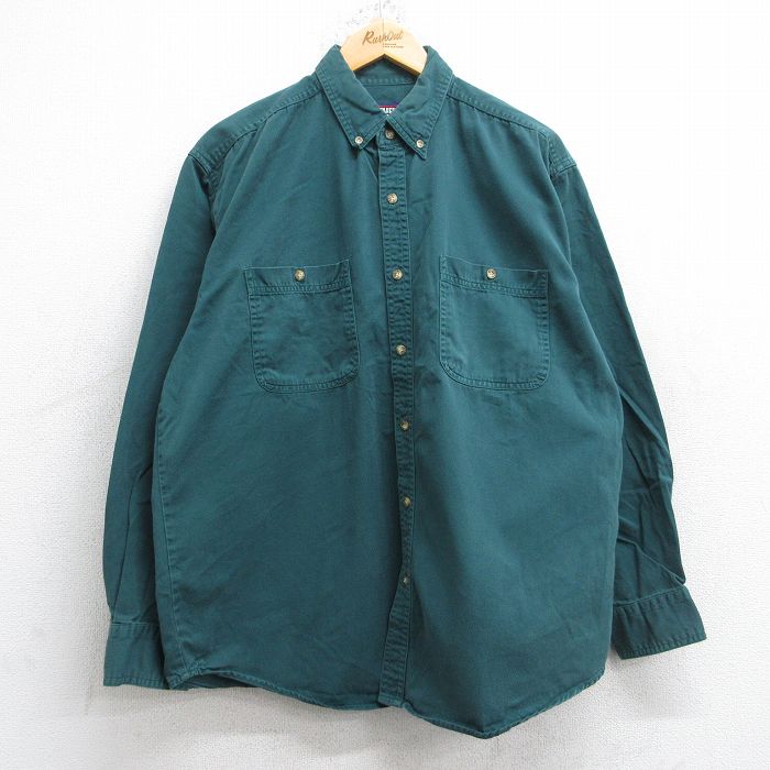 XL★古着 FADED GLORY 長袖 シャツ メンズ 00年代 00s コットン ボタンダウン 緑 グリーン 25sep12 中古 トップス