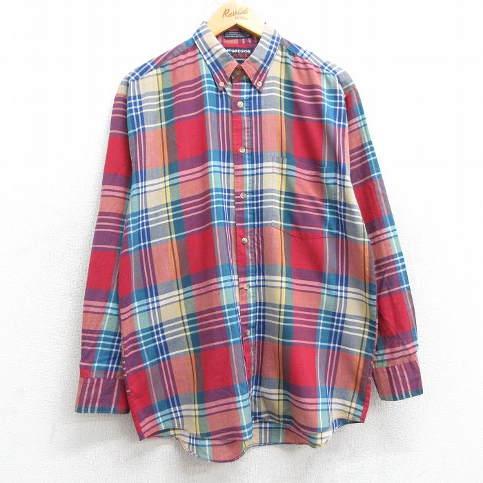 L★古着 マックレガー 長袖 シャツ メンズ 90年代 90s ボタンダウン 赤他 レッド チェック 25sep12 中古 トップス