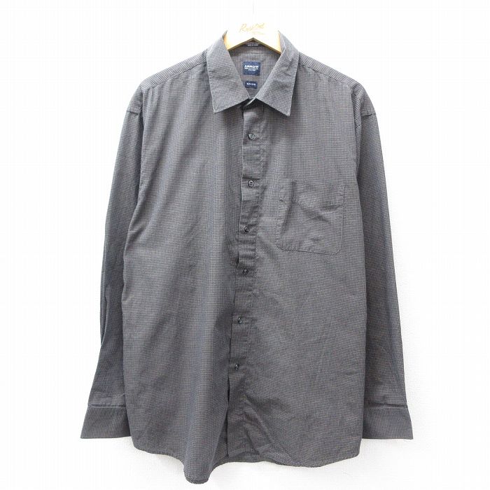 XL★古着 アロー 長袖 シャツ メンズ 大きいサイズ 濃グレー他 チェック 25sep13 中古 トップス