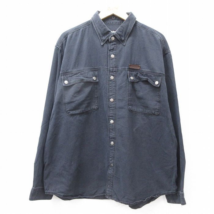 XL★古着 ハーレーダビッドソン Harley Davidson 長袖 シャツ メンズ 大きいサイズ コットン 黒 ブラック 【spe】 25sep13 中古 トップス
