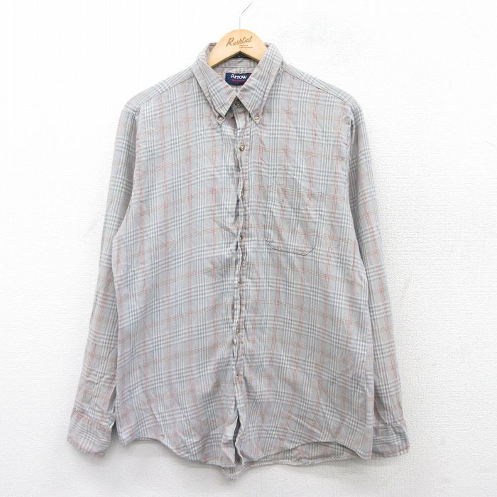 【20%OFF】M★古着 アロー 長袖 シャツ メンズ 90年代 90s ボタンダウン 薄紺他 ネイビー 25sep19 中古 トップス