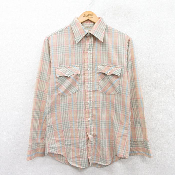 M★古着 長袖 シャツ メンズ 80年代 80s ベージュ系他 カーキ 25sep19 中古 トップス