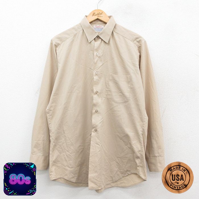 【50%OFF】80s 長袖シャツ ベージュ L | 古着