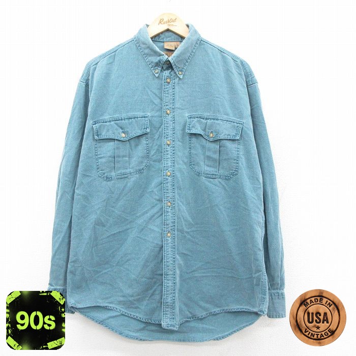 90s 長袖シャツ グリーン XL | 古着