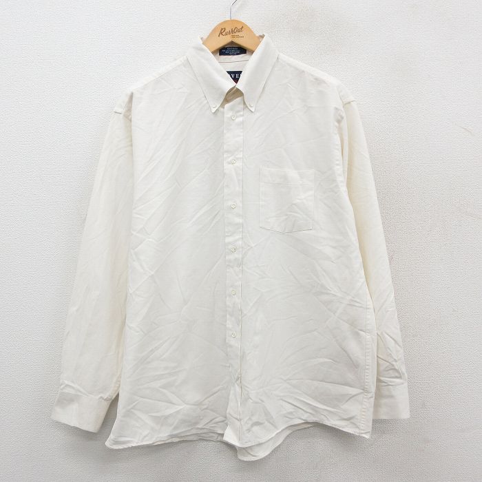 【20%OFF】XL★古着 アロー 長袖 シャツ メンズ 90年代 90s オックスフォード ボタンダウン 生成り 25sep24 中古 トップス