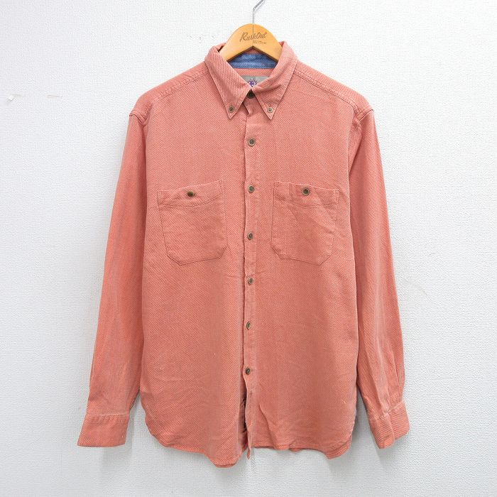 M★古着 THE TERRITORY AHEAD 長袖 シャツ メンズ 00年代 00s コットン ボタンダウン オレンジ系 25sep25 中古 トップス