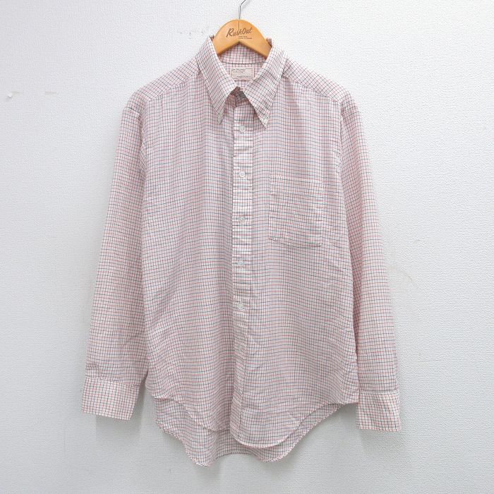 L★古着 長袖 シャツ メンズ 90年代 90s ボタンダウン USA製 白他 ホワイト チェック 25sep25 中古 トップス