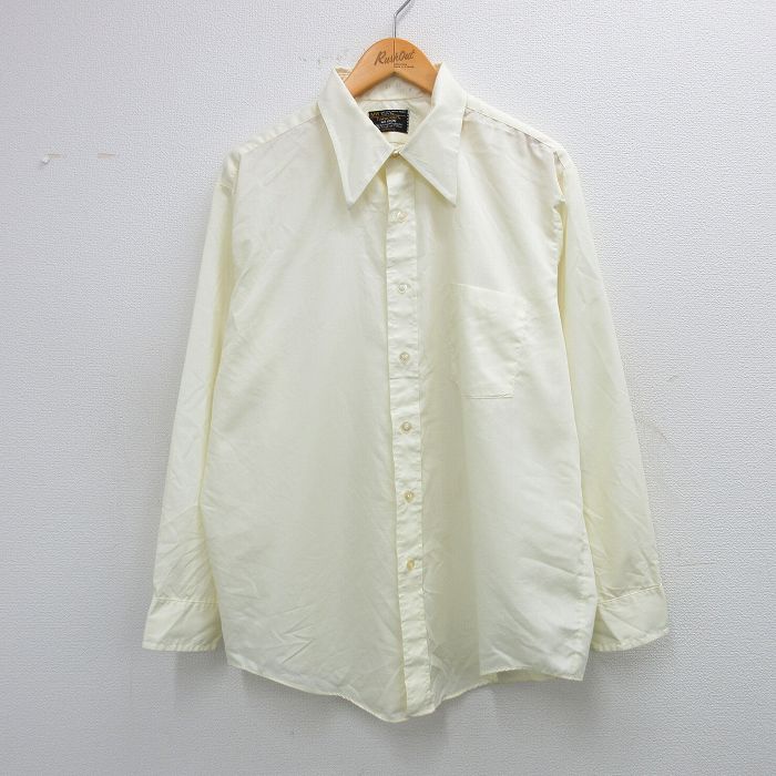 XL★古着 タウンクラフト JCペニー 長袖 シャツ メンズ 80年代 80s 大きいサイズ 薄黄 イエロー 25sep25 中古 トップス