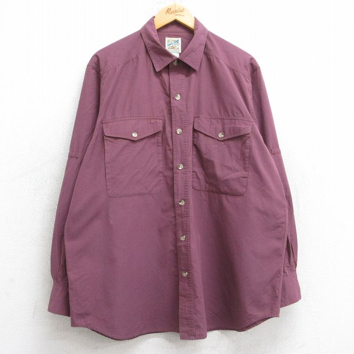 XL★古着 TRAVELSMITH 長袖 シャツ メンズ エンジ 25sep26 中古 トップス