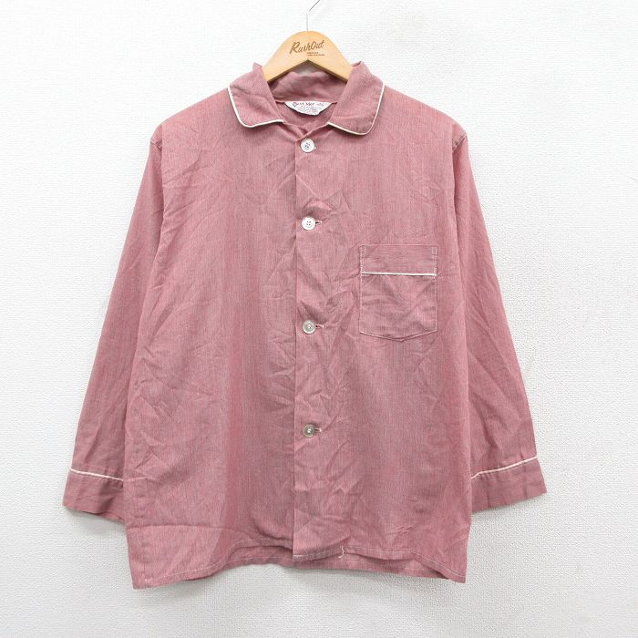 M★古着 長袖 パジャマ シャツ メンズ 80年代 80s USA製 赤系 レッド 25sep29 中古 トップス