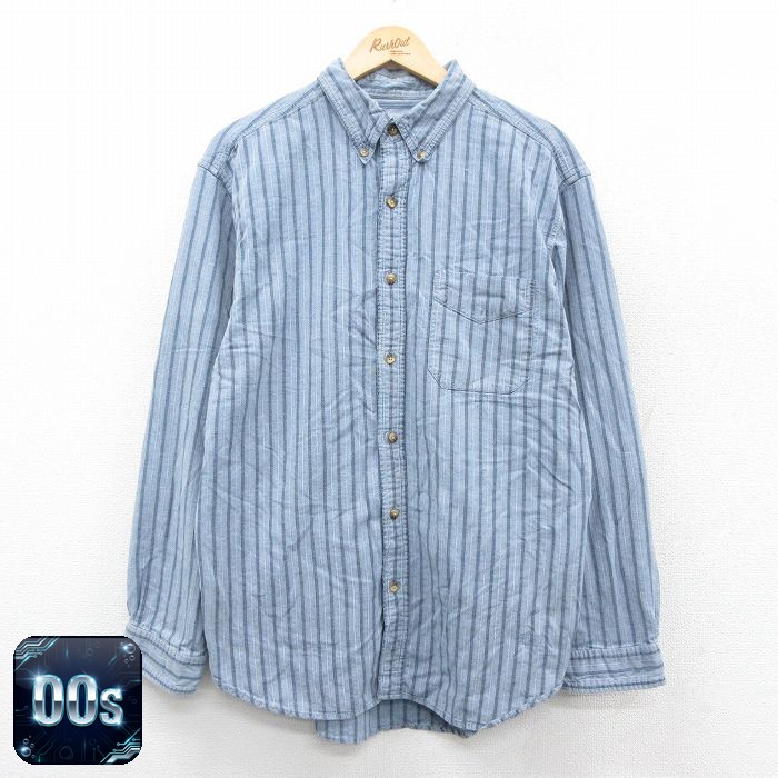 【50%OFF】THE TERRITORY AHEAD 00s 長袖シャツ ストライプ ネイビー L | 古着