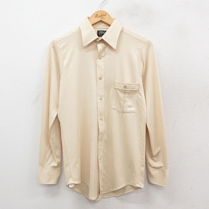 S★古着 JCペニー 長袖 シャツ メンズ 70年代 70s 黄系 イエロー 25sep30 中古 トップス