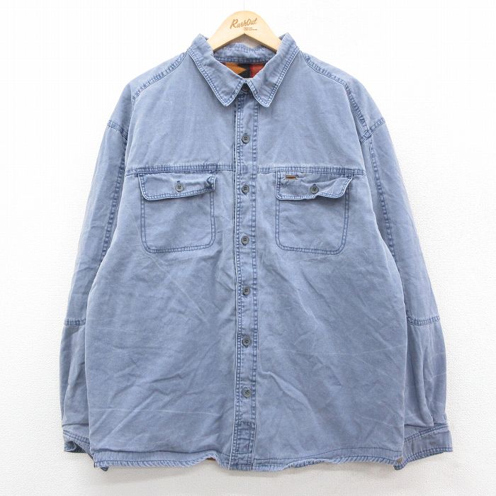 XL★古着 THE TERRITORY AHEAD 長袖 シャツ メンズ 00年代 00s 大きいサイズ コットン グレー系 内側フリース 【spe】 25sep30 中古 トップス