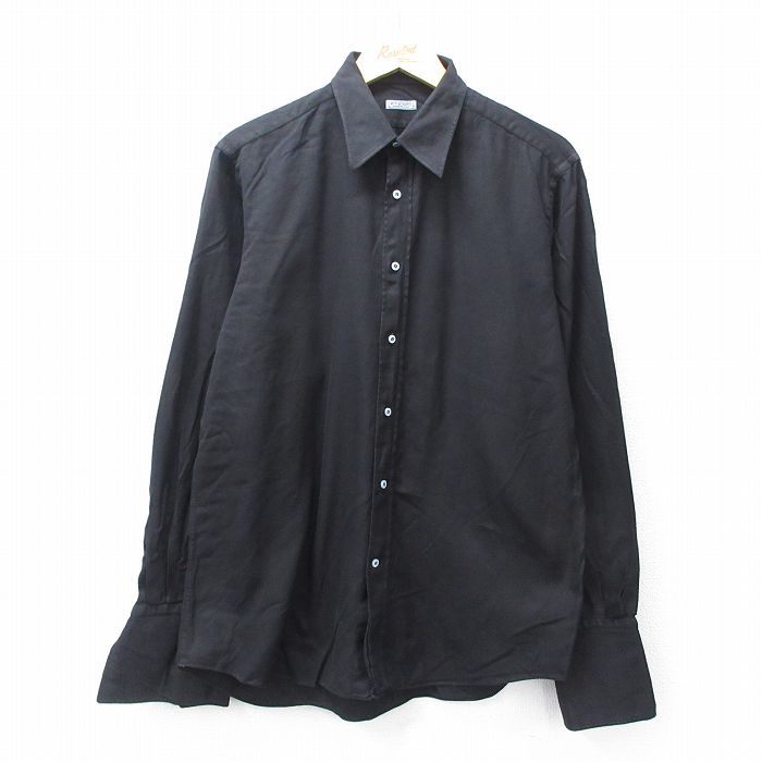 L★古着 長袖 シャツ メンズ 90年代 90s イタリア製 黒 ブラック 【spe】 25oct01 中古 トップス