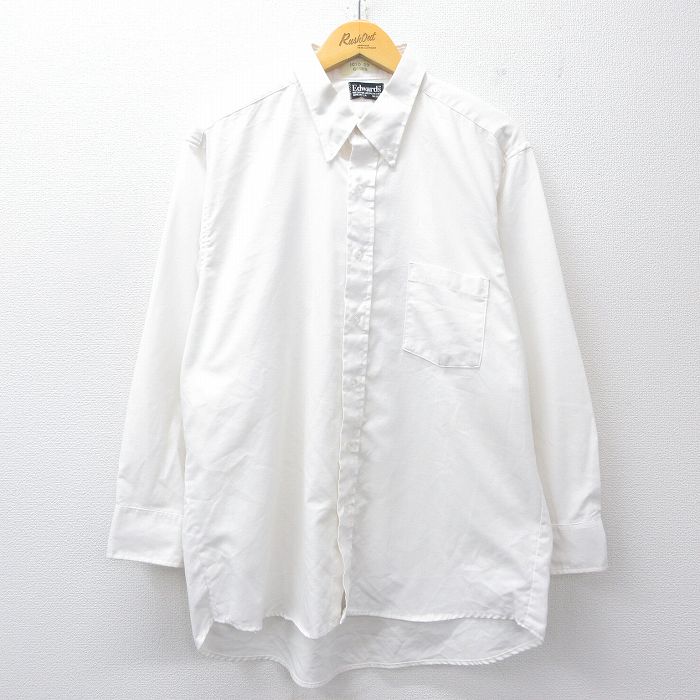 XL★古着 長袖 シャツ メンズ 80年代 80s 大きいサイズ ボタンダウン USA製 白 ホワイト 25oct01 中古 トップス