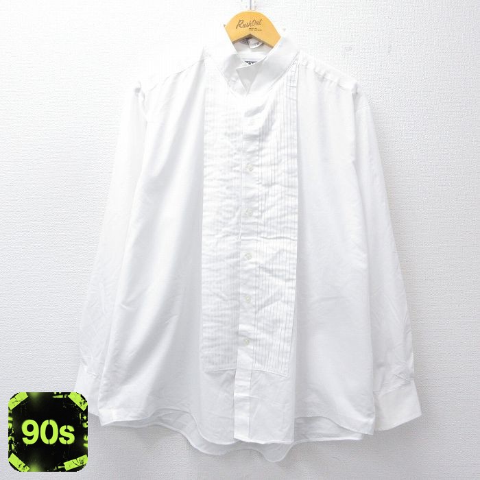 【50%OFF】90s 長袖シャツ スタンドカラー ホワイト XL | 古着
