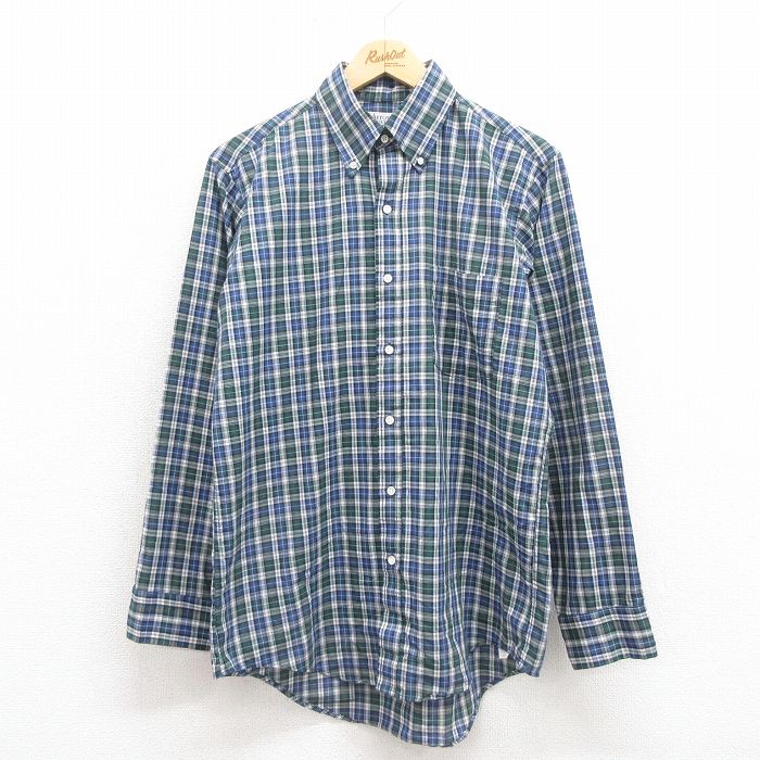 M★古着 アロー 長袖 シャツ メンズ 80年代 80s ボタンダウン USA製 緑 グリーン チェック 25oct02 中古 トップス