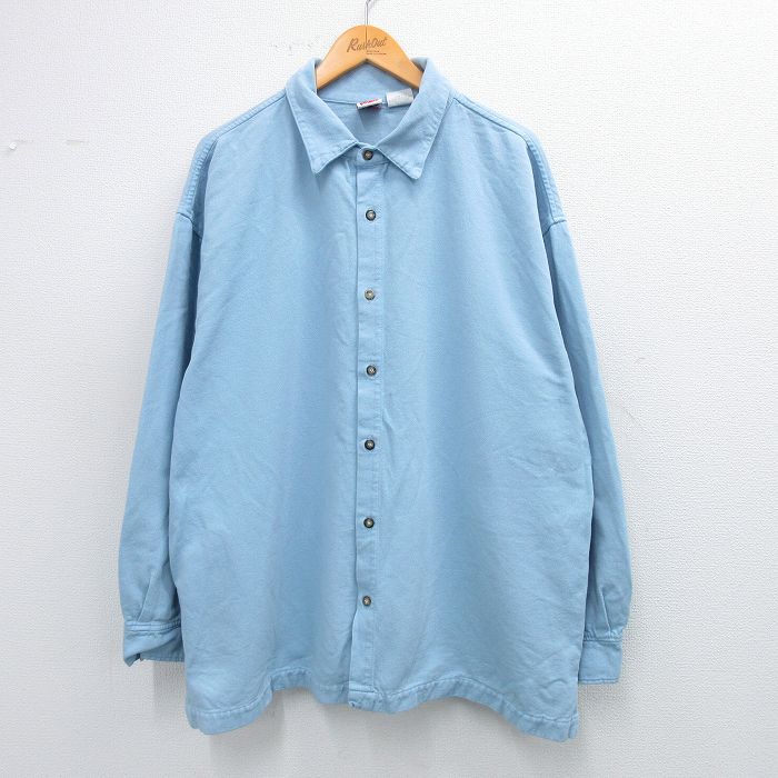 XL★古着 WEK 長袖 シャツ メンズ 90年代 90s 大きいサイズ コットン USA製 薄紺 ネイビー 【spe】 25oct02 中古 トップス