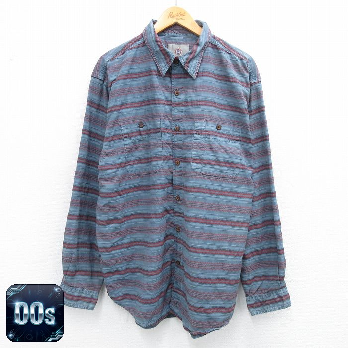 【50%OFF】THE TERRITORY AHEAD 00s 長袖シャツ ボーダー ネイビー XL | 古着